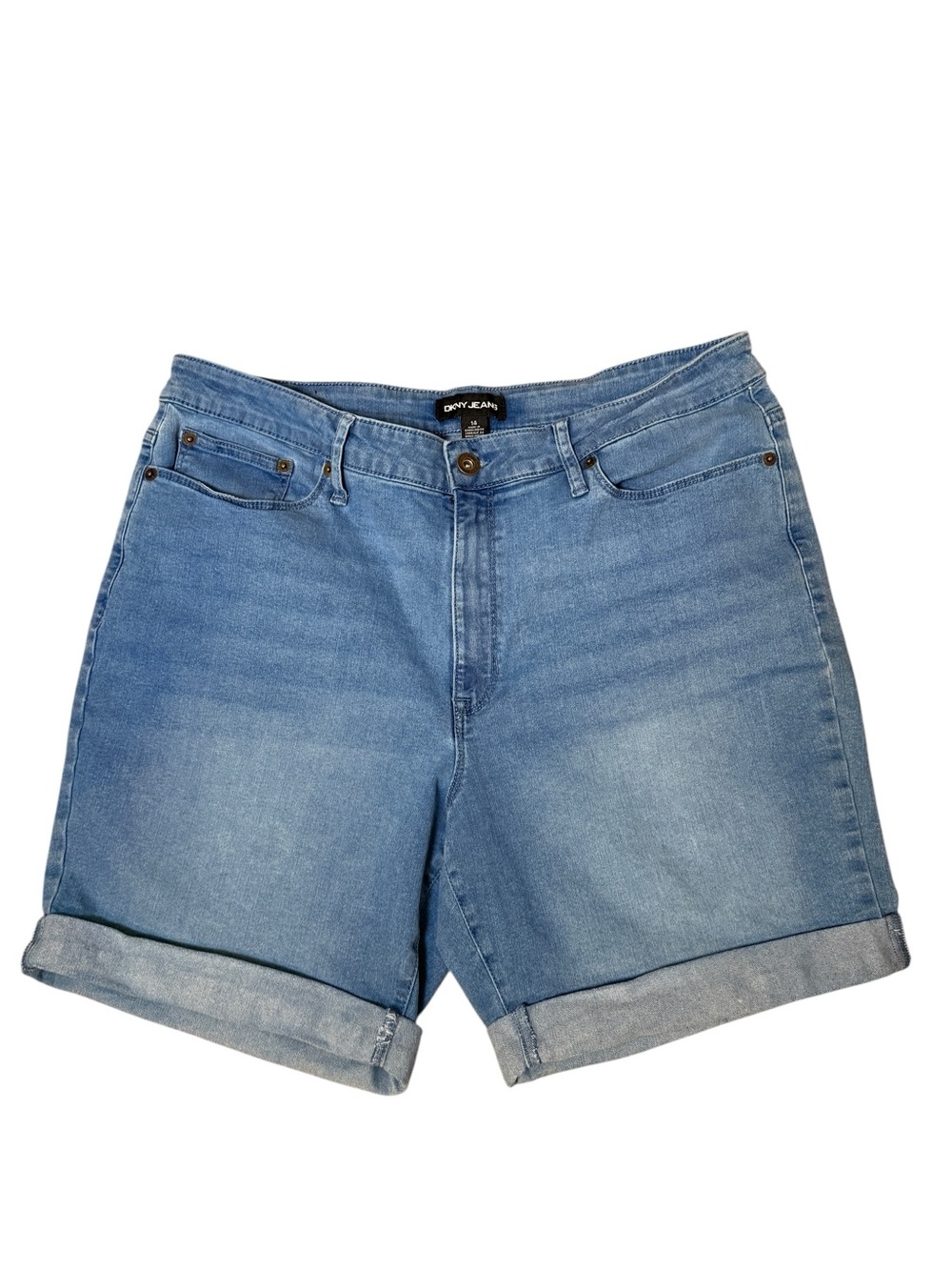 DKNY size 14 Light Wash Denim Rolled Cuff Shorts